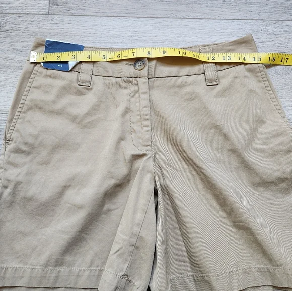 Lands End Walnut Tan Fit 2 Chino 7 Inch Shorts Womens 2 Baumwolle Cotton Nwt - Picture 9 of 11